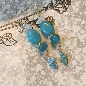 Blue Jade seashell Earrings